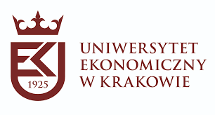 Grafika zawiera logotyp Uniwersytetu Ekonomicznego w Krakowie, czewrony napis na białym tle, po lewej stronie logo z czerwoną koroną na górze