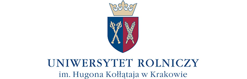Grafika zawiera logotyp Uniwerstytetu Rolniczego im. Hugona Kołłątaja w Karkowie, niebieski napis na białym tle