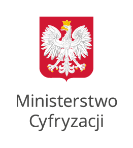 Grafika zawiera logotyp Ministerstwa Cyfryzacji (MC), czarny napis na białym tle