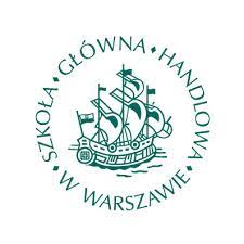 Grafika zawiera logotyp Szkoły Głównej Handlowej w Warszawie ciemny napis na białym tle