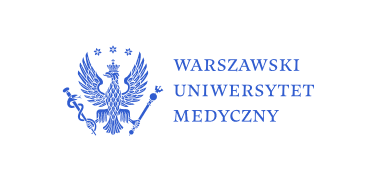 Grafika zawiera logotyp Warszawskiego Uniwersytetu Medycznego, niebieski napis na białym tle